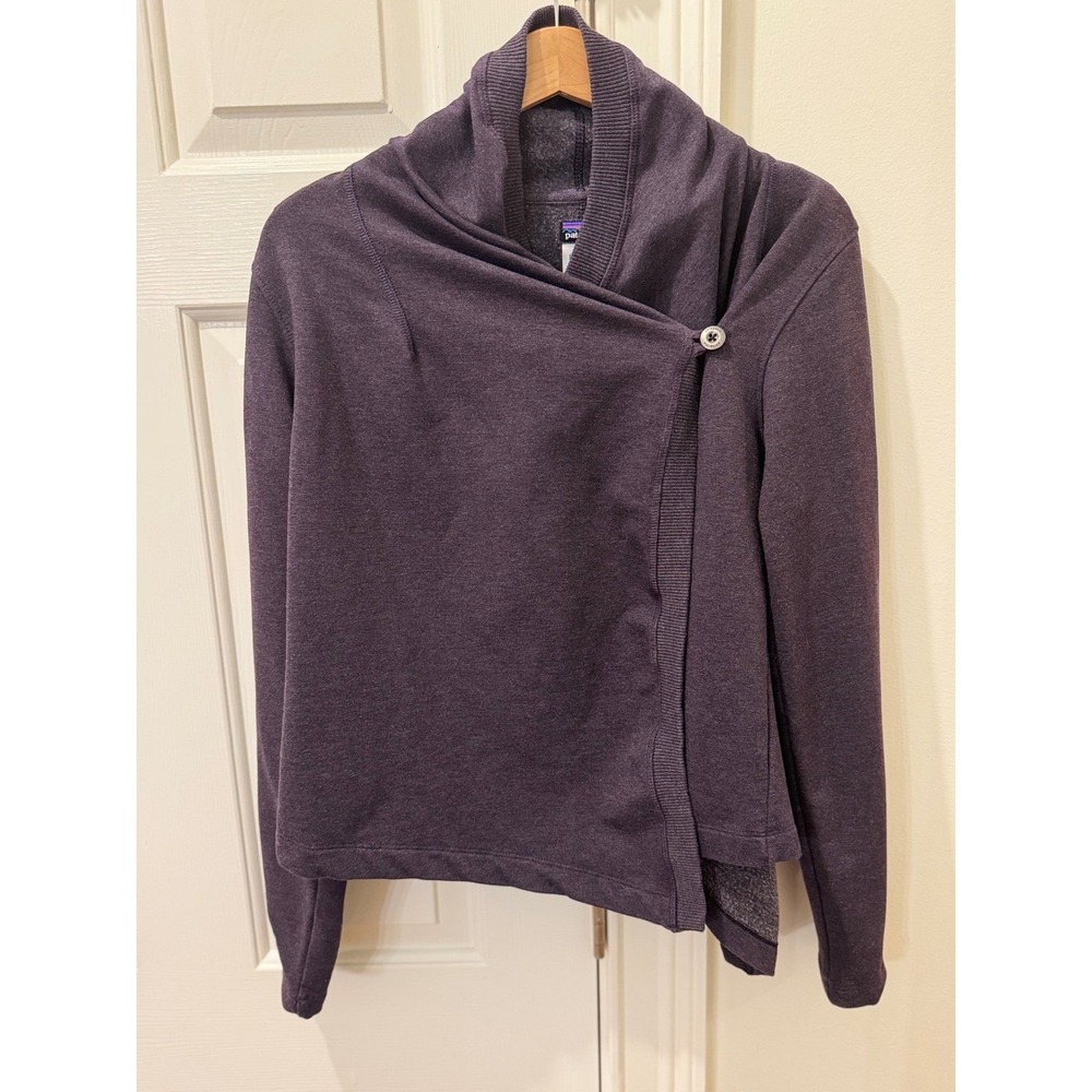 Patagonia Womens Organic Cotton Blend Wrap Cardigan Sweater Purple Small